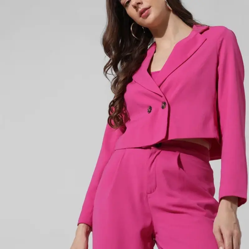 Pink Double-Breasted Co-ord Set Blazer