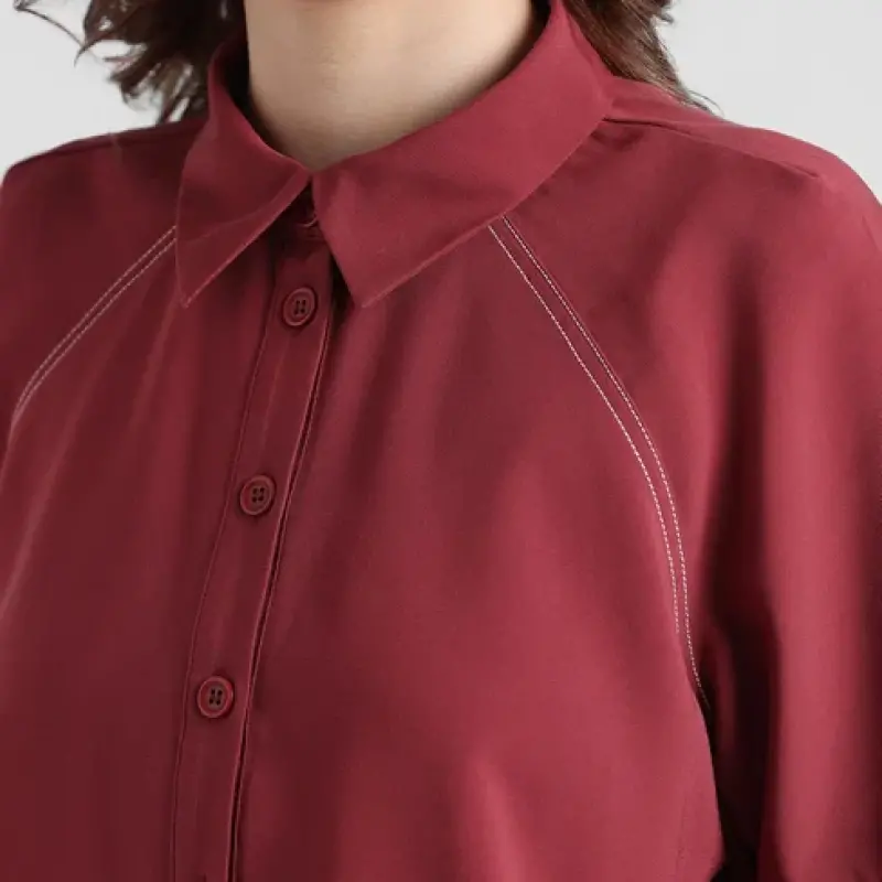Maroon Contrast Stitch Woven Shirt