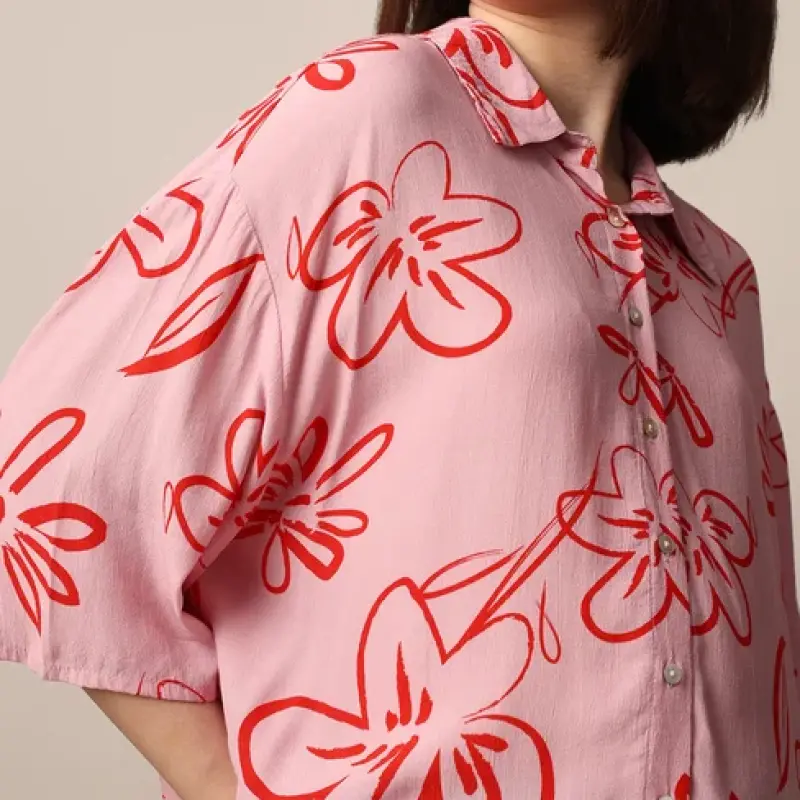 Pink Printed Viscose Shirt