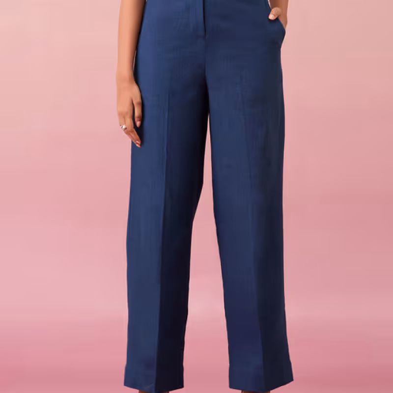 High Waist Straight Semi Formal Linen Pant