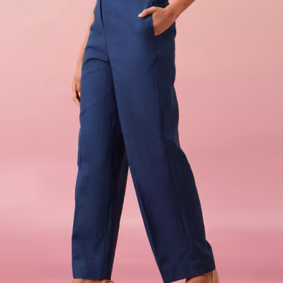 High Waist Straight Semi Formal Linen Pant